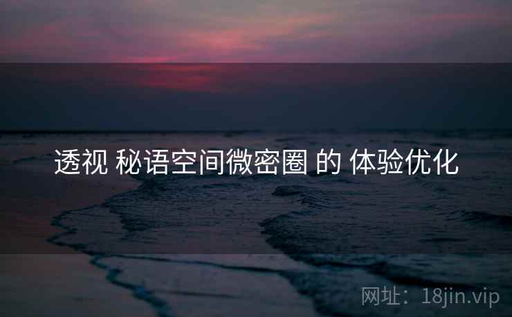 透视 秘语空间微密圈 的 体验优化